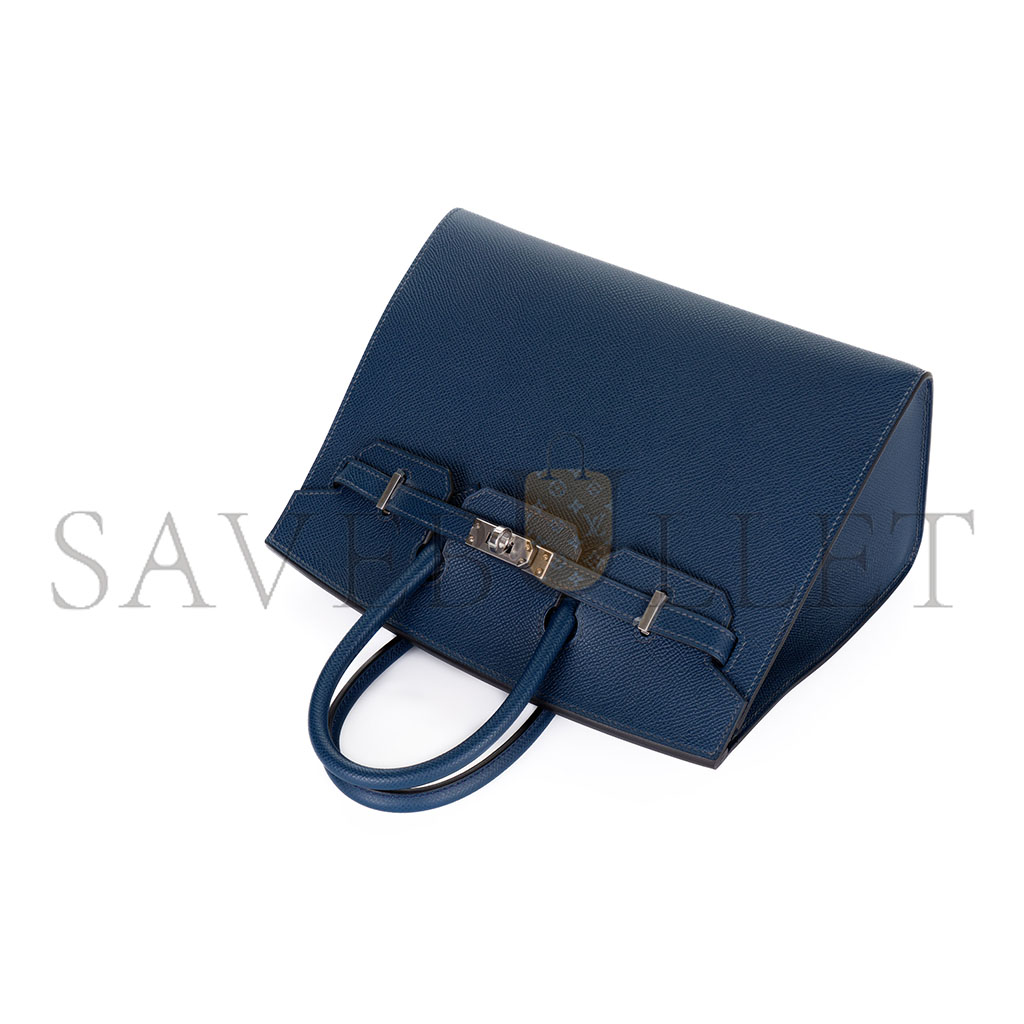 HERMES BIRKIN 25 EPSOM LEATHER ROYAL BLUE SILVER BUCKLE BAG 1274381 (25*20*13cm)